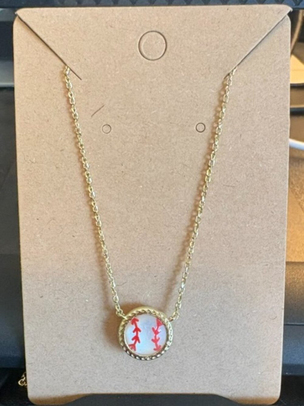 Kendra Scott (Baseball) Gold Short Pendant Necklace in Ivory Mother of Pearl - Picture 4 of 5